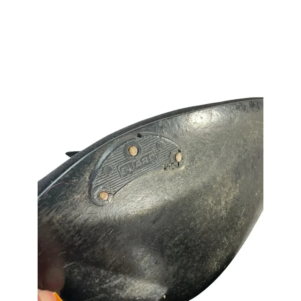Vintage Timothy‎ Hitsman Women Suede Leather Heels Scalloped Waves Black 6.5M